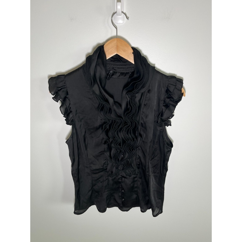 Whimsigoth Womens Ruffle Top Black L Dark Dairy Witchy Goth Going Out